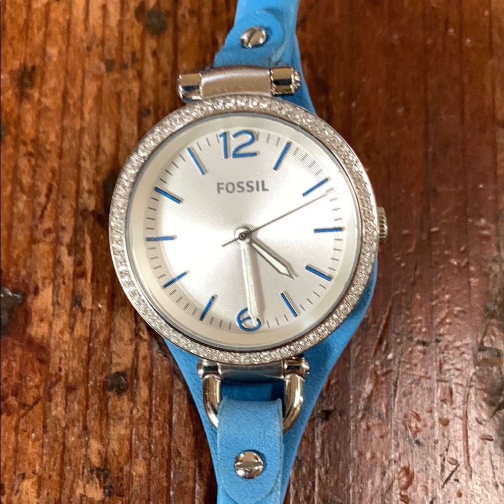 Fossil Silver and Blue Watch